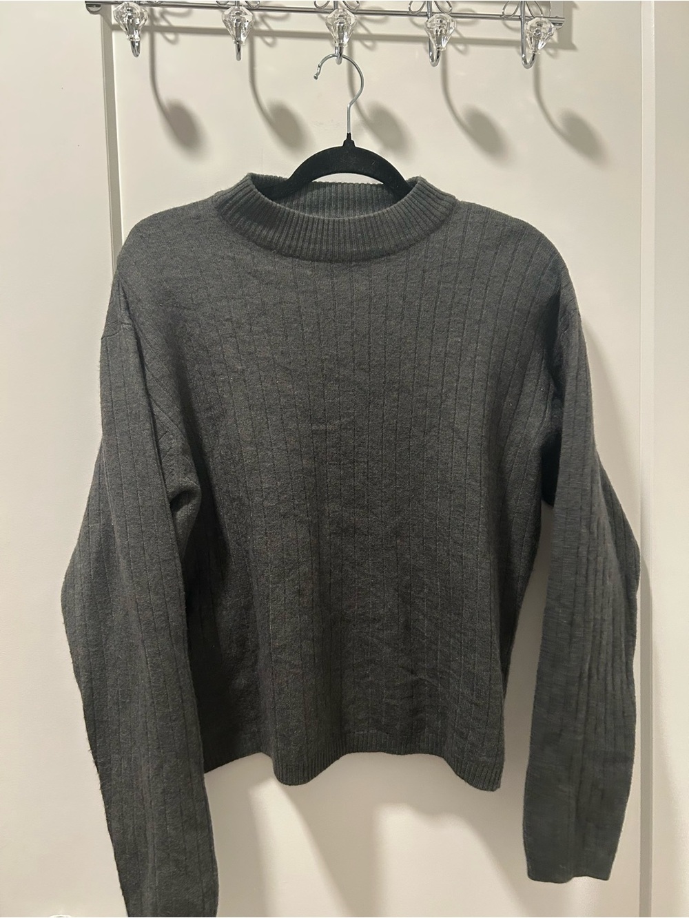 Trader Bay Vintage Merino Wool Blend Green Ribbed Knit Sweater